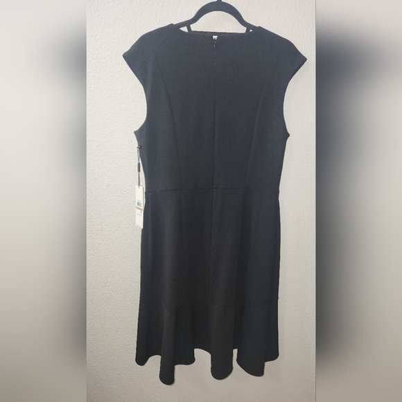 Calvin Klein Scuba Crepe Dress with Flutter Hem and Button Details - Picture 6 of 8